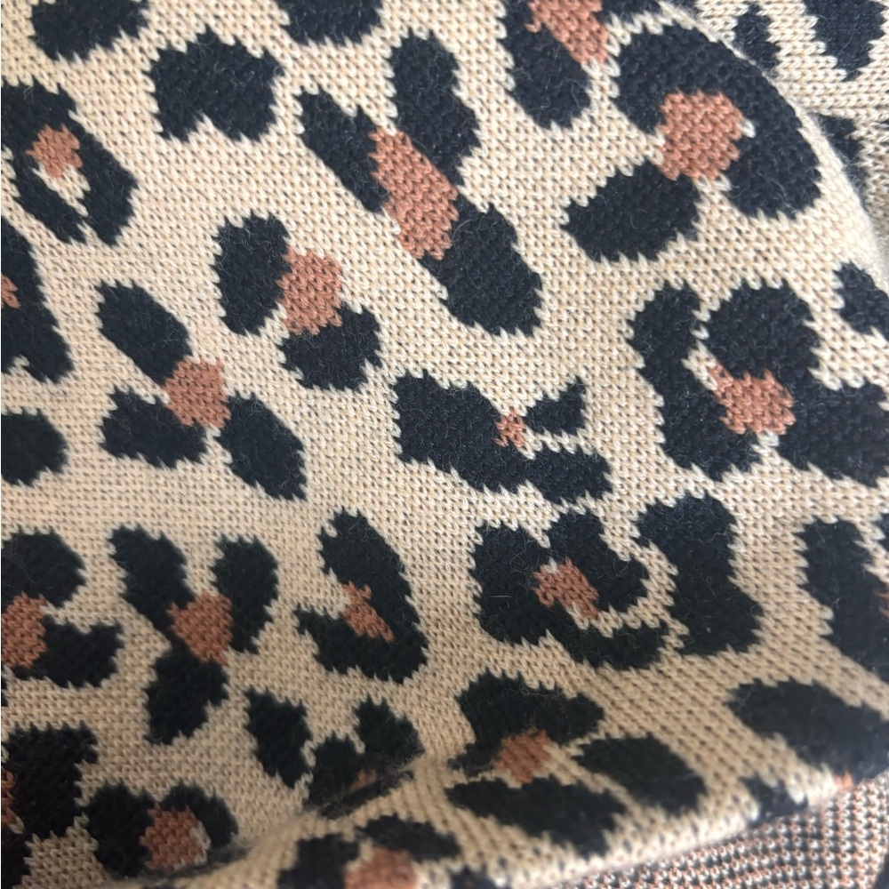 St John leopard animal print wool coat fox fur 12 Large embellished long jacket - Picture 7 of 7